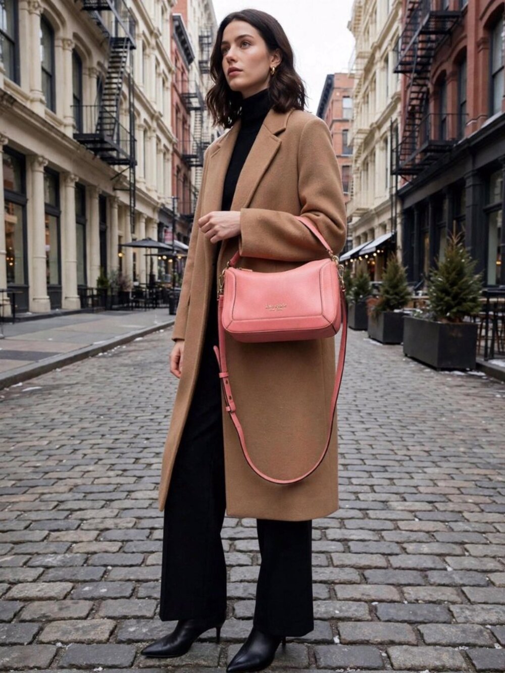 Kate spade Crush Pebbled Medium Crossbody Rose  Detachable Strap / Top Handle
